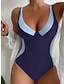 cheap One-piece swimsuits-Women&#039;s Swimwear One Piece Monokini Bathing Suits Normal Swimsuit Tummy Control High Waisted Color Block Black Royal Blue Blue Purple Padded Strap Bathing Suits Sports Vacation Beach Wear