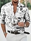 cheap Men&#039;s Printed Shirts-Men&#039;s Shirt Summer Hawaiian Shirt Print Floral Graphic Hawaiian Aloha Design Turndown Daily Holiday 3D Print Button-Down Long Sleeve Tops Designer Casual Fashion Breathable Black / White Green