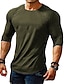 baratos Camisetas masculinas casuais-Homens Camiseta Camisetas Camisa de manga longa Tecido Gola Redonda Casual Esportes Manga Longa Roupa Músculo Grande e Alto