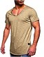 cheap Men&#039;s Casual T-shirts-Men&#039;s T shirt Tee V Neck Short Sleeve Solid Color V Neck Clothing Clothes Casual Muscle Green White Black