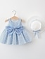 baratos Vestidos-Infantil Para Meninas Vestido Flor Sem Manga Diário Férias Férias Estilo bonito Doce Algodão Verão 2-8 anos Azul Claro Roxo Laranja