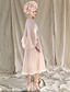 cheap Mother of Bride Dresses with Jacket-Two Piece A-Line Mother of the Bride Dress Wedding Guest Church Elegant V Neck Tea Length Chiffon Sleeveless Wrap Included with Appliques 2024