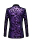 Недорогие Смокинг -костюмы-Фиолетовые мужские вечерние смокинги для выпускного вечера, дискотеки с блестящими пайетками, 2 предмета, однобортный однобортный костюм с воротником-шалькой с цветочным принтом, 2024