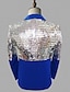 Недорогие Блейзер и куртка-Мужской блестящий повседневный пиджак с пайетками, стандартный крой, цветной блок с пайетками, белый, синий, 2024