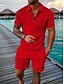 cheap Men&#039;s T shirt and Shorts Set-Men&#039;s Collar Polo Shirt Shorts and T Shirt Set Designer Short Sleeve Floral Print Turndown Casual Daily 2 Piece Zipper Clothing Clothes 2pcs Designer Casual Fashion Black Pink Yellow