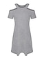 cheap Mini Dresses-Women&#039;s Cut Out Dress T Shirt Dress Tee Dress Shift Dress Mini Dress Black Wine Gray Short Sleeve Pure Color Cold Shoulder Spring Summer Crew Neck Hot Daily Weekend Loose Fit 2022 S M L XL XXL