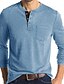 cheap Men&#039;s Henley Shirts-Men‘s T shirt Tee Bishop Sleeve Color Block Henley Stard Spring &amp;  Fall Wine Red Green Blue Royal Blue Dark Blue