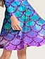 olcso lány 3D-s ruhák-Girls &#039; 3D Sellő Ruha Hosszú ujj 3D nyomtatás Tavasz Ősz Napi Szabadság Vakáció aranyos stílus Alkalmi Édes Gyerekek 3-10 év Swing ruha A vonalú ruha Térd feletti Poliészter Normál