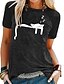 cheap Tees &amp; T Shirts-Women&#039;s T shirt Dress Cat Graphic Patterned Casual Daily Holiday Cat Short Sleeve T shirt Dress Round Neck Print Basic Essential Green Blue Light gray S