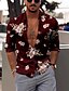 cheap Hawaiian Shirts-Men&#039;s Summer Hawaiian Shirt Shirt Floral Collar Street Daily Button-Down Print Long Sleeve Regular Fit Tops Designer Casual Fashion Breathable Black Dark Gray Red