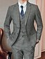 cheap Suits-Gray Men&#039;s Wedding Business / Ceremony / Wedding Suits 3 Piece Patterned Tailored Fit Single Breasted Two-buttons 2023