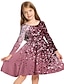 levne dívčí 3D šaty-dětské dívčí přechodové flitry šaty denní dovolená dovolená tisk nad kolena dlouhý rukáv ležérní roztomilé sladké šaty podzim jaro regular fit 3-10 let