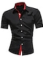 abordables Chemises habillées pour hommes-Homme Chemise Chemise boutonnée Chemise à col Bleu marine Noir rouge Blanche Manche Courte Plein Col Mariage Travail Vêtement Tenue
