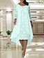 cheap Mother of the Bride Dresses-A-Line Mother of the Bride Dress Wedding Guest Elegant Plus Size Jewel Neck Knee Length Chiffon Lace Long Sleeve with Lace 2024