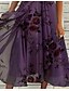 cheap Midi Dresses-Women&#039;s A Line Dress Chiffon Dress Midi Dress Purple Navy Blue Short Sleeve Floral Print Print Spring Summer V Neck Stylish Elegant 2022 S M L XL XXL 3XL / Cotton