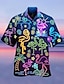 voordelige Overhemden in grote maten voor heren-Voor heren Overhemd Hawaiiaans overhemd Kampshirt Fluorescerend Strijkijzer Geel Rood Licht Paars Paars Groen 3D-afdrukken Straat Casual Korte mouw 3D Kleding Modieus Hawaii Ontwerper Casual