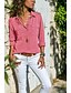 voordelige Damesblouses en -shirts-Dames Overhemd Blouse Zwart Blozend Roze Rood Effen Lange mouw Dagelijks Basic Overhemdkraag Normaal Grote maten S