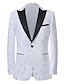 cheap Blazer&amp;Jacket-Men&#039;s Wedding Party Rose Floral Jacquard Blazer Jacket Tailored Fit Regular Fit Plants Printing Black White Red Dark Navy 2024