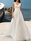 cheap Wedding Dresses-Beach Open Back Wedding Dresses Court Train A-Line Sleeveless V Neck Lace With Appliques 2023 Spring &amp; Summer Bridal Gowns