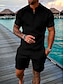 cheap Men&#039;s T shirt and Shorts Set-Men&#039;s Collar Polo Shirt Shorts and T Shirt Set Designer Short Sleeve Floral Print Turndown Casual Daily 2 Piece Zipper Clothing Clothes 2pcs Designer Casual Fashion Black Pink Yellow