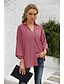 cheap Women&#039;s Blouses &amp; Shirts-Women&#039;s Blouse Shirt Blue Pink Red Plain Button Long Sleeve Daily Weekend Streetwear Casual Shirt Collar Regular S