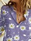 cheap Women&#039;s Blouses &amp; Shirts-Women&#039;s Blouse Shirt Green Blue Purple Floral Daisy Button Print Long Sleeve Holiday Weekend Streetwear Casual Shirt Collar Regular Floral S / 3D Print