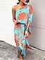 cheap Print Dresses-Women&#039;s Split Print One Shoulder Maxi long Dress Sexy Boho Long Sleeve Summer Spring