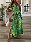 cheap Print Dresses-Women&#039;s Casual Dress Shift Dress Long Dress Maxi Dress Yellow Fuchsia Green Short Sleeve Floral Split Summer Spring V Neck Vacation 2023 S M L XL XXL 3XL