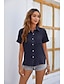 cheap Women&#039;s Blouses &amp; Shirts-Women&#039;s Blouse Shirt Pink Army Green Navy Blue Plain Button Pocket Short Sleeve Daily Weekend Streetwear Casual Shirt Collar Regular S
