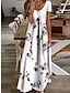 Χαμηλού Κόστους Print Φορέματα-Γυναικεία Καθημερινό φόρεμα Φόρεμα ριχτό Μακρύ Φόρεμα Μάξι Φόρεμα Λευκό Θαλασσί Πράσινο του τριφυλλιού Κοντομάνικο Φλοράλ Στάμπα Άνοιξη Καλοκαίρι Στρογγυλή Ψηλή Λαιμόκοψη Βασικό