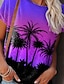 halpa Naisten T-paidat-Naisten T-paita Kasvit Painettu Kausaliteetti Pyhäpäivä Bile Havaijilainen Perus Loma Lyhythihainen Pyöreä kaula-aukko Purppura