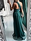 cheap Party Dresses-A-Line Wedding Guest Dresses Sexy Dress Wedding Guest Prom Sweep / Brush Train Sleeveless One Shoulder Polyester with Pleats Slit 2024