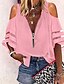 cheap Women&#039;s Blouses &amp; Shirts-Women&#039;s Blouse Shirt Blue Pink Red Plain Patchwork Cut Out 3/4 Length Sleeve Daily Weekend Streetwear Casual V Neck Regular S