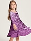 Недорогие 3d платья для девочек-детское платье с градиентными пайетками для девочек, повседневные, праздничные, праздничные, с принтом, выше колена, с длинными рукавами, повседневные, милые, милые, осенне-весенние, стандартная посадка, для детей 3-10 лет