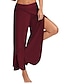 cheap Women&#039;s Pants-Women&#039;s Basic Essential Casual / Sporty Culottes Wide Leg Chinos Layered Split Ruffle Pants Casual Daily Stretchy Letter Mid Waist Loose White Black Wine Army Green Dark Gray S M L XL XXL / Yoga