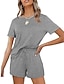 cheap Women&#039;s Loungewear-Women&#039;s Loungewear Nighty Sets 2 Pieces Pure Color Simple Comfort Home Street Cotton Crew Neck Short Sleeve T shirt Tee Shorts Summer Spring Home Outfits