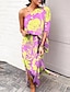 cheap Print Dresses-Women&#039;s Split Print One Shoulder Maxi long Dress Sexy Boho Long Sleeve Summer Spring