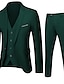זול חליפות-חליפת חתונה לגברים ירוקה כהה לבישת עבודה עסקית רשמית 3 חלקים חליפות בהתאמה סטנדרטית מוצקה עם כפתור אחד עם חזה אחד【מכנסיים נוספים】 2024