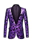 billige Tuxedo dragter-lilla herrefest prom disco sparkly pailletter smoking 2-delt blomstret sjalkrave skræddersyet pasform enkeltradet en-knap 2024