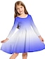 cheap Girl&#039;s 3D Dresses-Kids Girls&#039; Dress Graphic Rainbow Long Sleeve Daily Holiday Vacation Print Cute Casual Sweet Polyester Above Knee Swing Dress A Line Dress Spring Fall 3-10 Years Pink Blue Rainbow