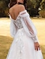 cheap Wedding Dresses-Beach Wedding Dresses A-Line Off Shoulder Long Sleeve Sweep / Brush Train Lace Bridal Gowns With Pleats Appliques 2023 Summer Wedding Party, Women&#039;s Clothing