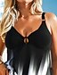 cheap Tankinis-Women&#039;s Swimwear Tankini 2 Piece Normal Swimsuit High Waisted Striped Color Block Black Padded V Wire Bathing Suits Sports Vacation Sexy / Strap / New / Strap
