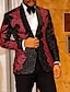 cheap Tuxedo Suits-Black Gold/Red/Blue Men&#039;s Prom Suits Sequin Party Tuxedos Suits Prom Disco Sparkly Suits 2 Piece Leaf Shawl Collar Tailored Fit Single Breasted One-button 2024