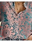 Недорогие Женские блузы и фуфайки-Жен. Рубашка Блуза Каштановый Светло-зеленый Розовый Цветочный принт кнопка С принтом Длинный рукав Офис Повседневные Уличный стиль На каждый день Рубашечный воротник Обычный Цветы S