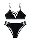cheap Bikini Sets-Women&#039;s Normal Swimwear Bikini 2 Piece Swimsuit Backless 2 Piece Sexy Hole Pure Color Strap Vacation Sexy Bathing Suits