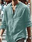 cheap Men&#039;s Casual Shirts-Men&#039;s Shirt  Solid Color Henley Street Daily Button-Down Long Sleeve Tops Casual Fashion Comfortable Green Blue Gray Summer Shirts