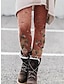 levne Legíny-dámské módní punčochové kalhoty legíny potisk celopropínací kalhoty denní pružná květina / květinová kontrola bříška zvedání zadku hubená červená 3xl