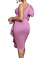 cheap Plus Size Party Dresses-Women‘s Plus Size Curve Party Dress Solid Color One Shoulder Ruffle Short Sleeve Spring Fall Prom Dress Midi Dress Casual Daily Dress