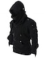 cheap Basic Hoodie Sweatshirts-Men&#039;s Hoodie Tactical Black Hooded Letter Pocket Embroidery Fish Mouth Streetwear Urban Cotton Plus Size Cool Retro Hip Hop Winter Spring &amp;  Fall Clothing Apparel Cyberpunk Tactical Hoodies