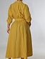 Χαμηλού Κόστους ντιζάιν πουκάμισα-γυναικείο casual φόρεμα swing φόρεμα μακρύ φόρεμα μάξι φόρεμα μπλε κίτρινο πορτοκαλί μακρυμάνικο καθαρό χρώμα τσέπη χειμώνα φθινόπωρο φθινόπωρο πουκάμισο γιακάς χειμώνα φόρεμα Σαββατοκύριακο